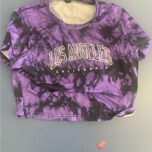 Los Angeles Cropped Tee. Purple.